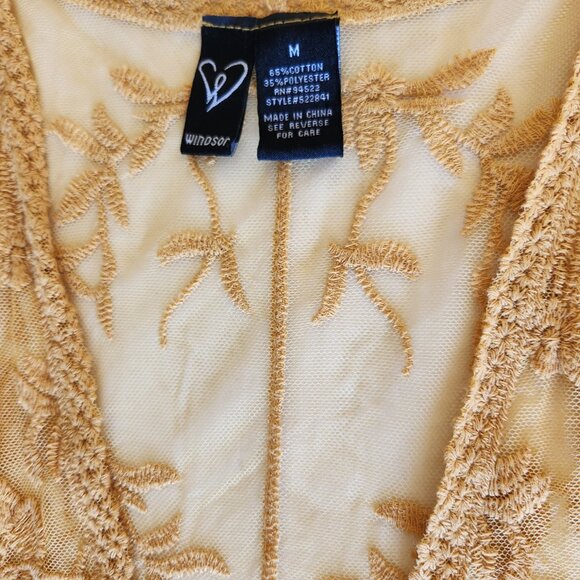 Windsor Women's Size M Floral Embroidered Sheer Lace Kimono Duster Cardigan - Picture 13 of 14